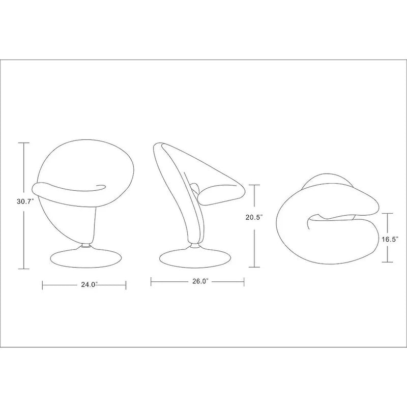 Poltrona girevole accent Curl Chrome di Manhattan Comfort in misto lana (Set di 2)