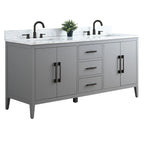 Mobile lavabo doppio Vanity Art 72 per bagno, con top in marmo tecnico