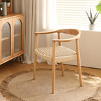 Sedia da pranzo scandinava con braccioli, seduta intrecciata in legno curvo