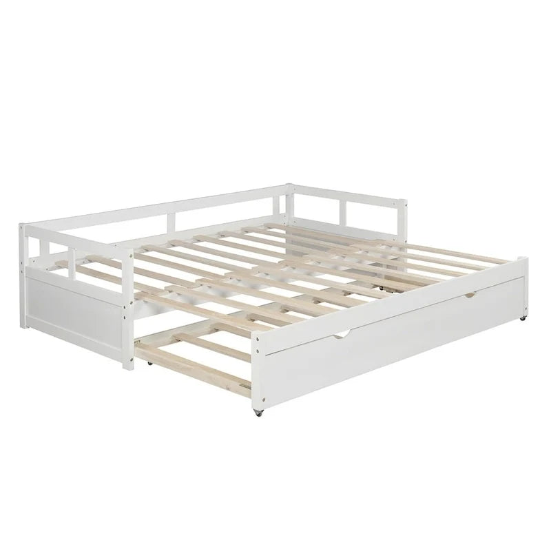 Letto a giorno estensibile con letto estraibile, Letto a giorno in legno con letto estraibile