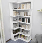 Libreria ad angolo in legno multistrato con 6 ripiani