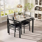 Set tavolo da pranzo per 4 persone, con 4 sedie imbottite, set tavolo da pranzo da 5 pezzi in legno con protezione angolare per cucina, appartamento, piccoli spazi