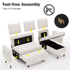 Dyonery Divano Letto Angolare 81, Divano Estraibile a L con Chaise Longue Reversibile con Contenitore, USB, Schienale Reclinabile