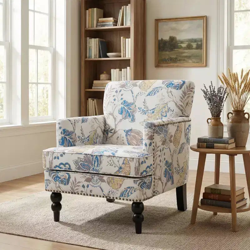 Poltrona Club Contemporanea Christopher Knight Home Harrison in Tessuto con Borchie