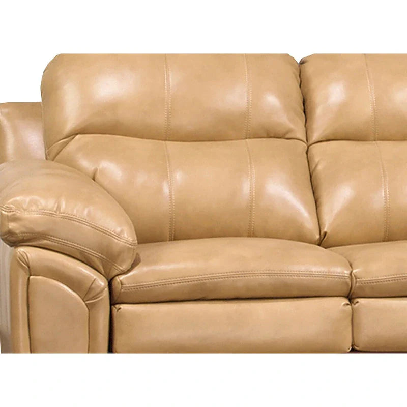 Set Divano, Divanetto e Poltrona Simon in Gel di Pelle Marrone Chiaro Tan