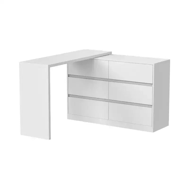Credenza da buffet intelligente girevole/allungabile con 6 cassetti, piano d'appoggio esteso, tappetino antiscivolo, tavolo da pranzo girevole, isola per cucina/dispensa