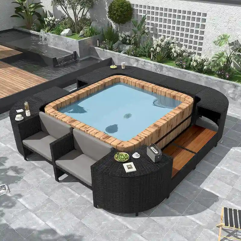 Cornice per Spa, Struttura per Spa Quadrilatera, Divano Sezionale da Esterno in Rattan