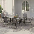 Sedie da patio, Set di 4/6 sedie da pranzo impilabili per esterni in textilene leggero per tutte le stagioni con braccioli per cortile, bordo piscina