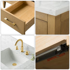 Mobile lavabo doppio Vanity Art 72 per bagno, con top in marmo tecnico