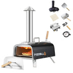 Forno per pizza da esterno multifuel per pizza con bruciatore a gas e contenitore per legna - 12 pollici