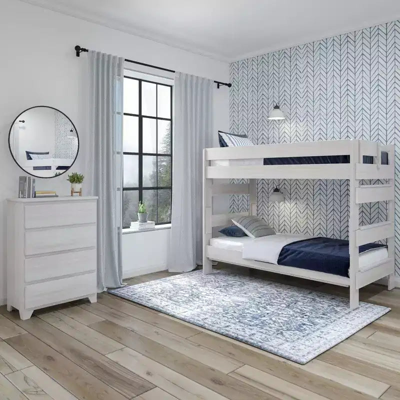 Letto a castello in legno massello stile rustico Plank+Beam per adulti (due letti singoli)