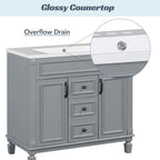 Mobile bagno moderno da 90 cm con lavabo integrato e specchiera, 2 ante e 2 cassetti