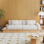 JASIWAY Divano Moderno in Legno Massello Rivestito in Cotone Lino