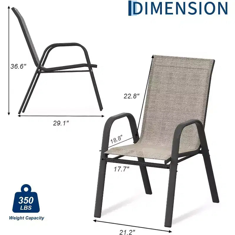 Sedie da patio, Set di 4/6 sedie da pranzo impilabili per esterni in textilene leggero per tutte le stagioni con braccioli per cortile, bordo piscina
