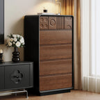 Comò in legno stile Art Déco con intagli geometrici