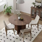 Tavolo da pranzo rotondo in legno massello PexFix 45 x 45 con finitura noce e gambe eleganti ad arco per sale da pranzo e cucine moderne