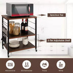 Scaffale da Cucina a 3 Livelli Costway, Carrello per Forno a Microonde con Gancio
