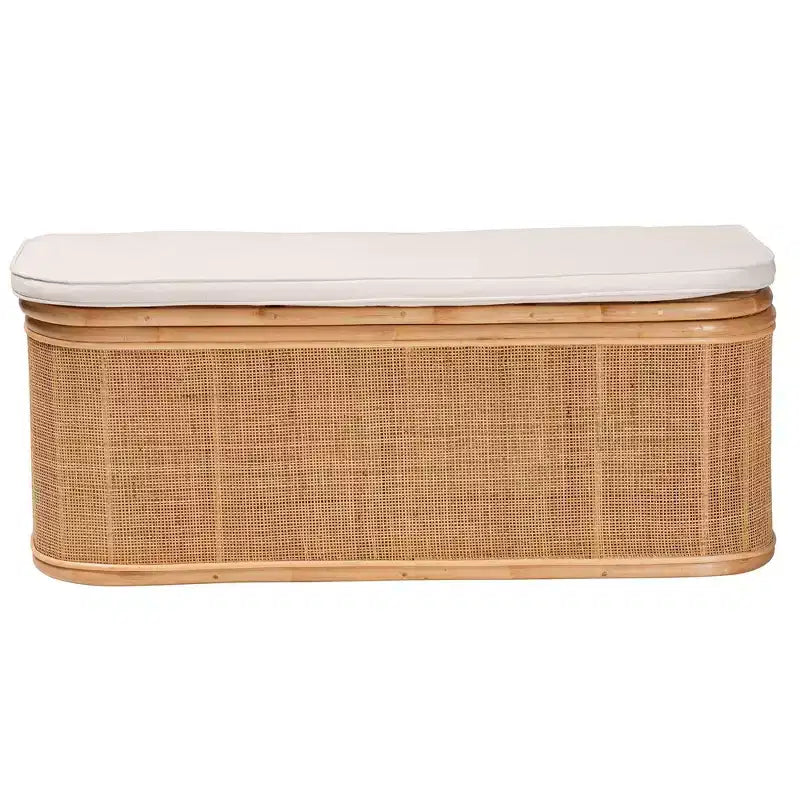 Panca contenitore Bali & Pari Ishana in rattan naturale naturale/bianco: Poliestere imbottito, Struttura in compensato, Nessun montaggio richiesto