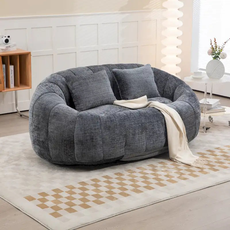 GDFStudio - Divano Pigro a 2 Posti Laurel in ciniglia con Schiuma ad Alta Densità e Comfort Sovradimensionato