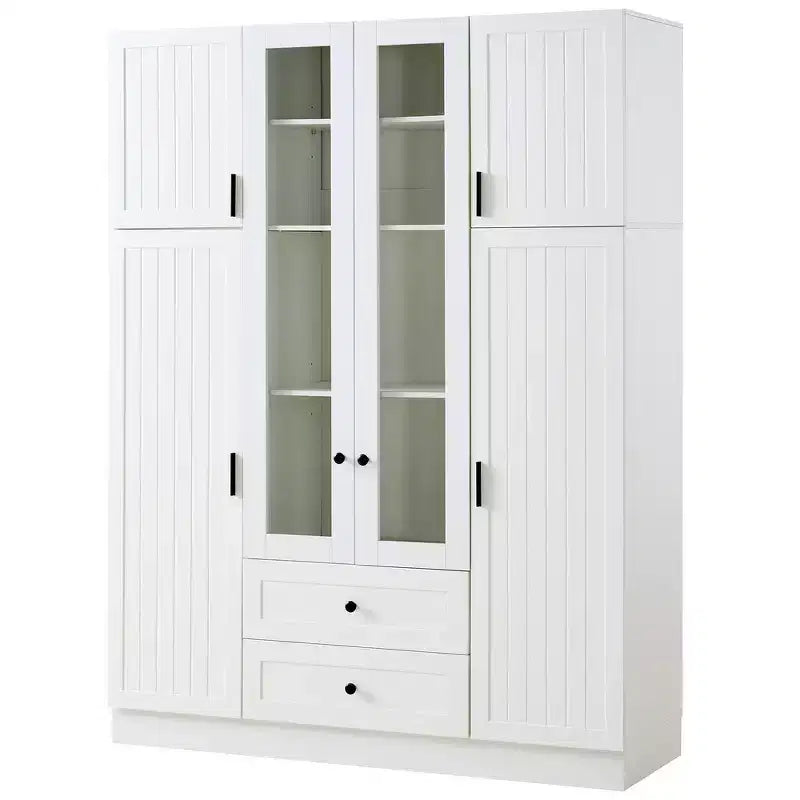 Whisen Dispensa da Cucina Autoportante 71''H, Grande Armadio Contenitore per Sala da Pranzo Credenze con 6 Ante, Ripiani Regolabili