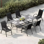 Sedie da patio, Set di 4/6 sedie da pranzo impilabili per esterni in textilene leggero per tutte le stagioni con braccioli per cortile, bordo piscina