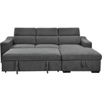 Divano sezionale convertibile Roomfitters 103 con chaise longue contenitore, poggiatesta regolabili, divano angolare letto a L, grigio scuro
