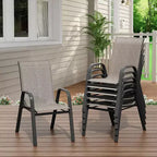 Sedie da patio, Set di 4/6 sedie da pranzo impilabili per esterni in textilene leggero per tutte le stagioni con braccioli per cortile, bordo piscina