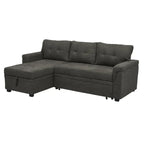 Divano componibile convertibile reversibile con letto estraibile, chaise longue con contenitore nascosto e gambe durevoli