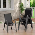 Sedie da patio, Set di 4/6 sedie da pranzo impilabili per esterni in textilene leggero per tutte le stagioni con braccioli per cortile, bordo piscina