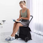 Acekool Carrello a Mano Pieghevole 2-in-1 con Borsa Impermeabile Rimovibile, Cuscino Spesso e Manico Antiscivolo Regolabile, Nero