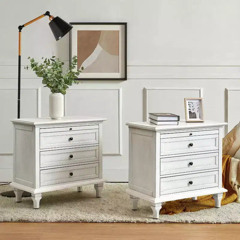 Giorgio 3 - Tavolino con cassetti e prese integrate Set di 2|HULALA HOME