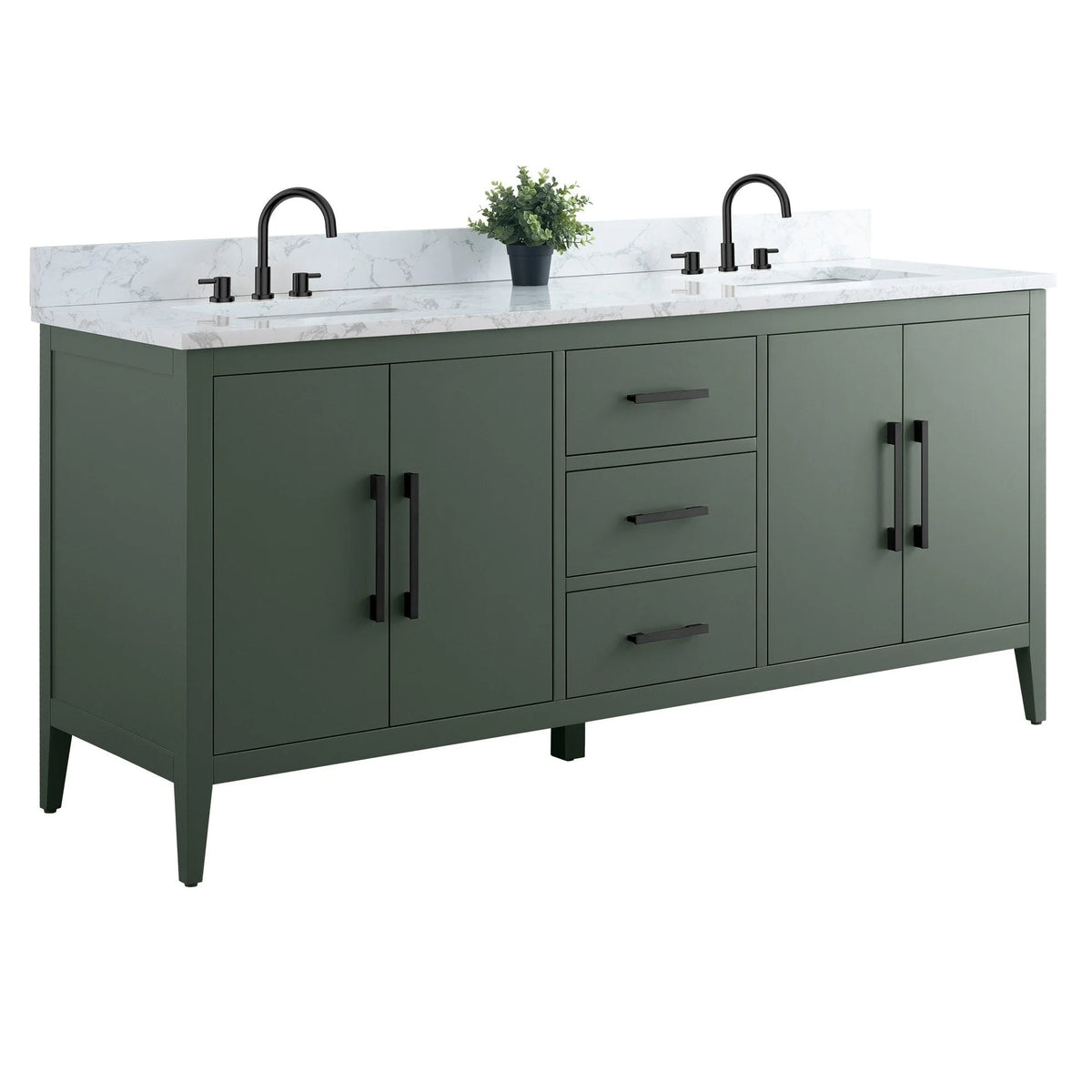 Mobile lavabo doppio Vanity Art 72 per bagno, con top in marmo tecnico