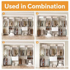 Système de Rangement Autoportant avec 8 Barres de Penderie et Tiroirs, Organisateur de Placard Suspendu avec 10 Étagères