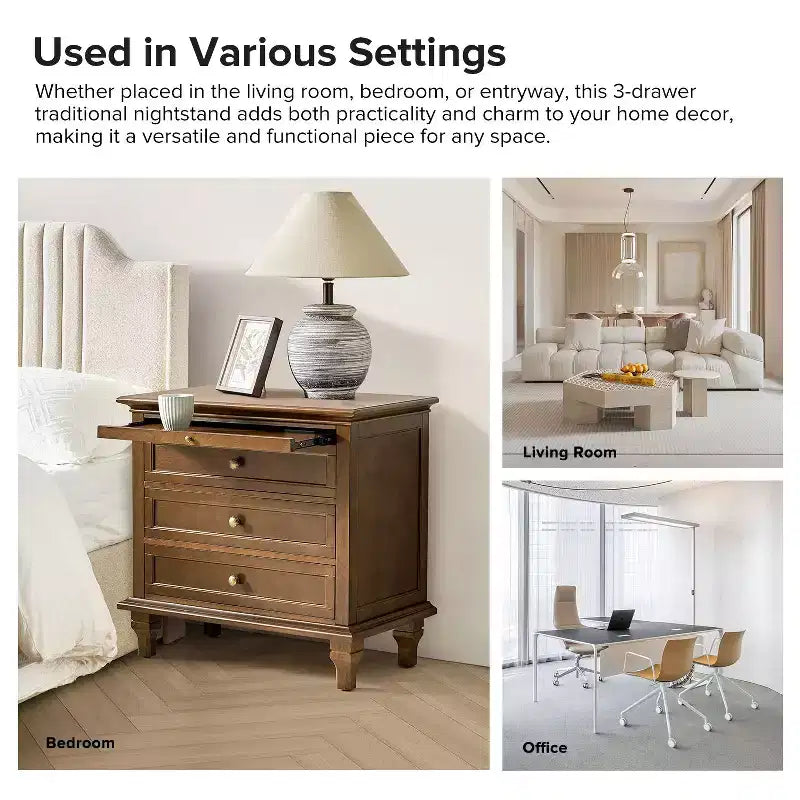 Giorgio 3 - Tavolino con cassetti e prese integrate Set di 2|HULALA HOME
