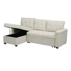 Divano componibile convertibile reversibile con letto estraibile, chaise longue con contenitore nascosto e gambe durevoli