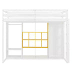 Letto a soppalco per bambini con armadio e mensole, Struttura in legno per letto a soppalco con mobiletto contenitore per bambini e ragazzi