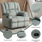 Poltrona reclinabile manuale oversize verde con funzione girevole, a dondolo e rivestimento in tessuto