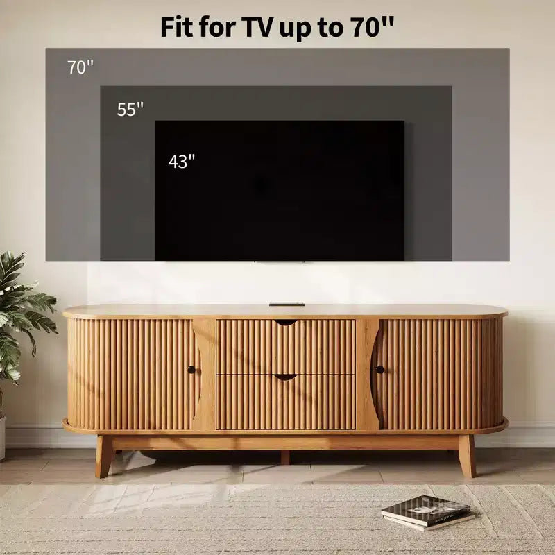 Mobile porta TV nero/marrone in stile Mid-Century con 2 cassetti, per 1 stanza