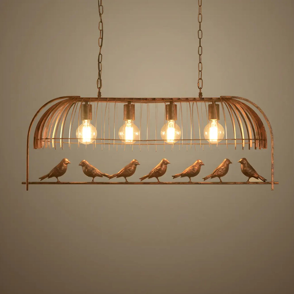 Lampadario da cucina a sospensione industriale in metallo a forma di gabbia per uccelli