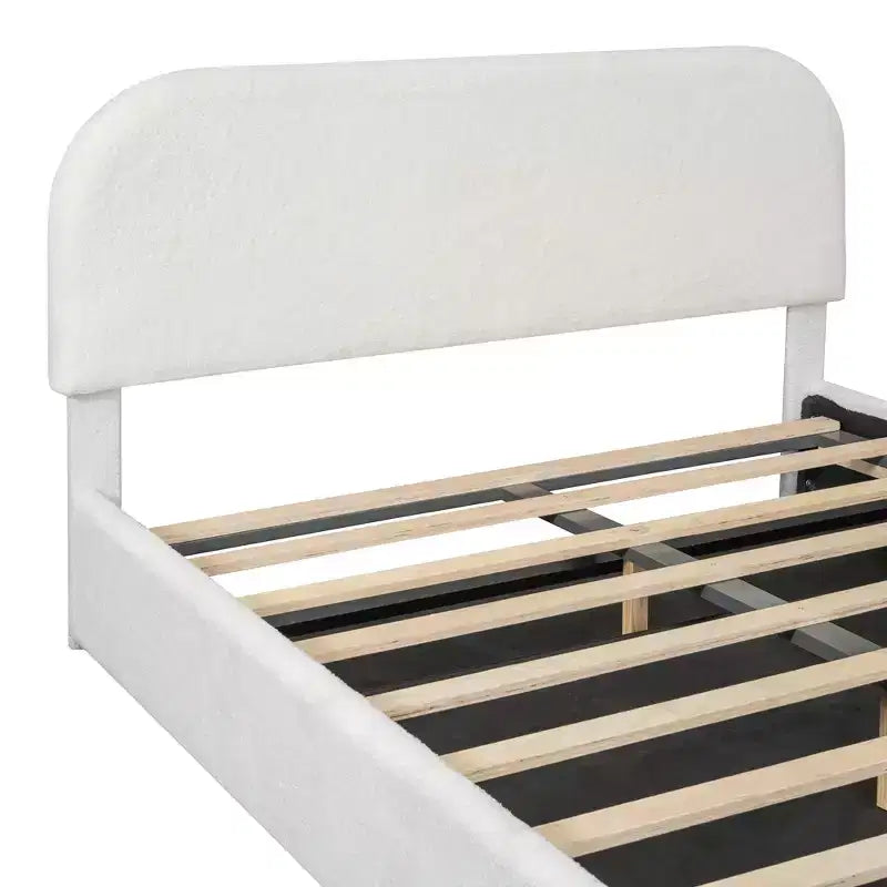 Letto matrimoniale imbottito con contenitore sollevabile - Bianco