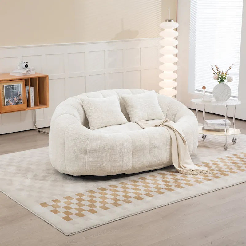 GDFStudio - Divano Pigro a 2 Posti Laurel in ciniglia con Schiuma ad Alta Densità e Comfort Sovradimensionato