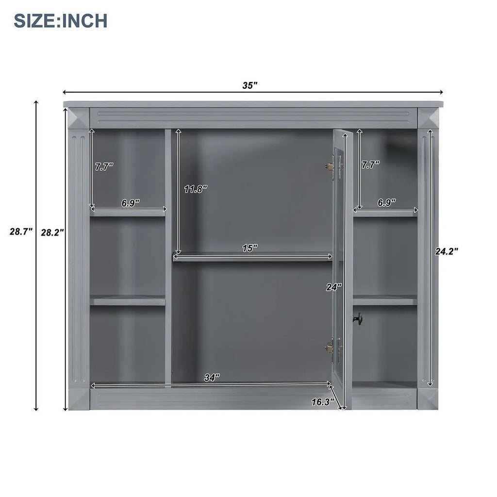 Mobile bagno moderno da 90 cm con lavabo integrato e specchiera, 2 ante e 2 cassetti