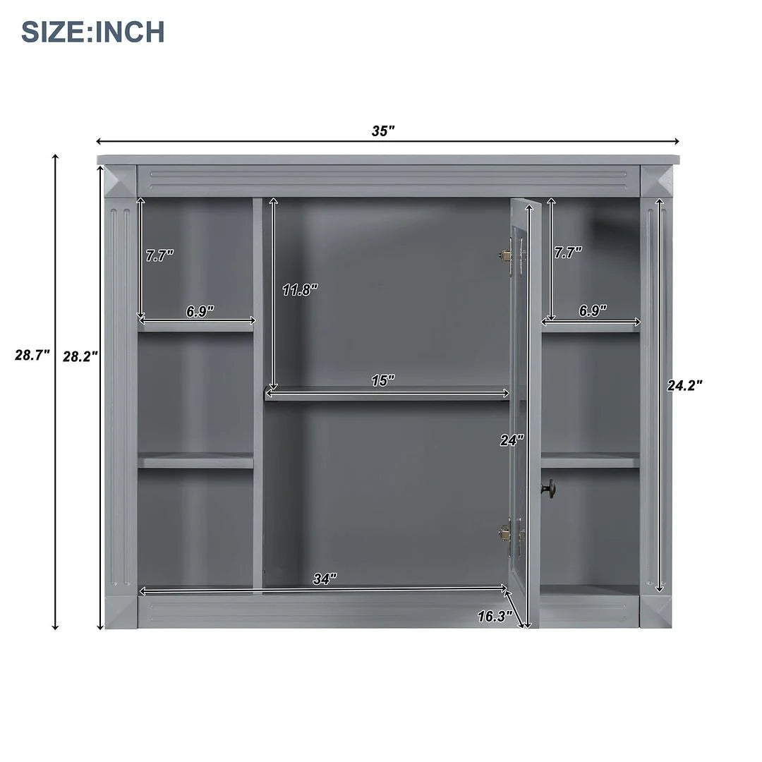 Mobile bagno moderno da 90 cm con lavabo integrato e specchiera, 2 ante e 2 cassetti