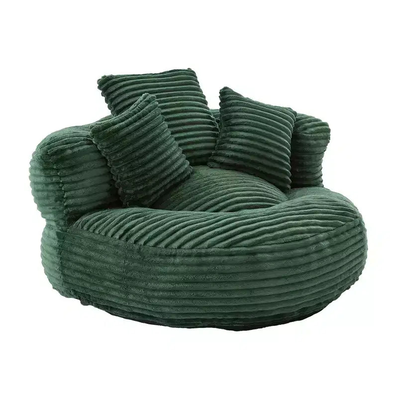 Pouf Divano per Adulti e Bambini, Poltrona Sacco Oversize in Corduroy con 3 Cuscini e Braccioli per Soggiorno e Camera da Letto