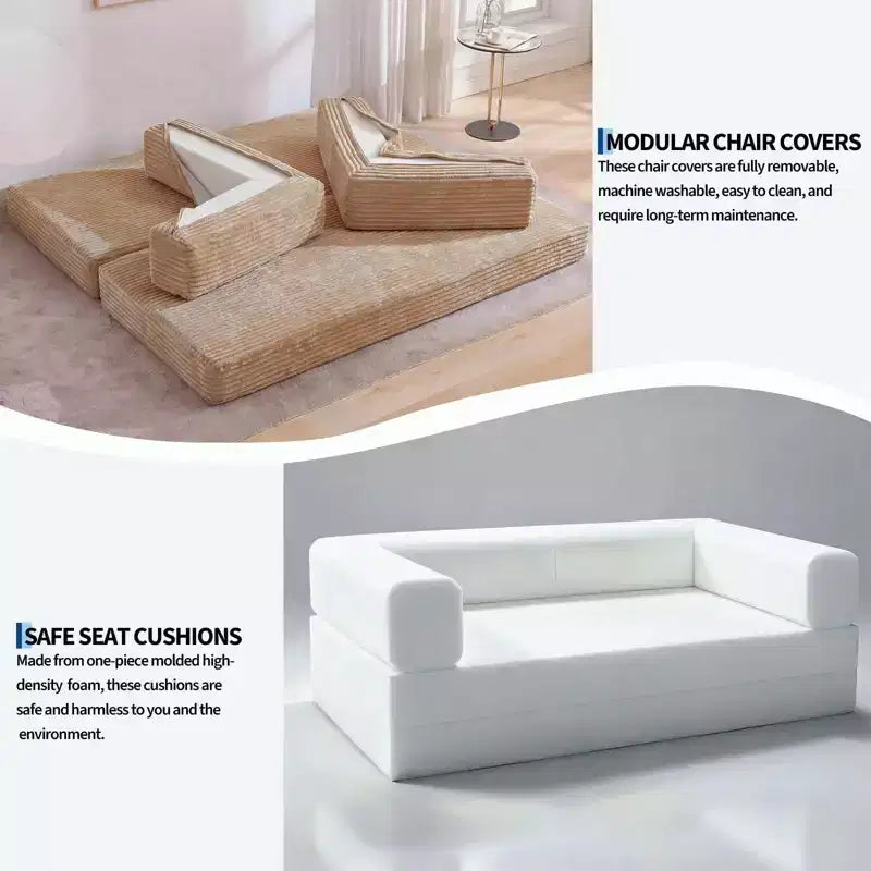 80,7 Divano letto trasformabile 5 in 1 – Velluto a coste, 544 kg, Nessun assemblaggio