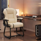 Sedia direzionale ergonomica in pelle gialla con schienale alto