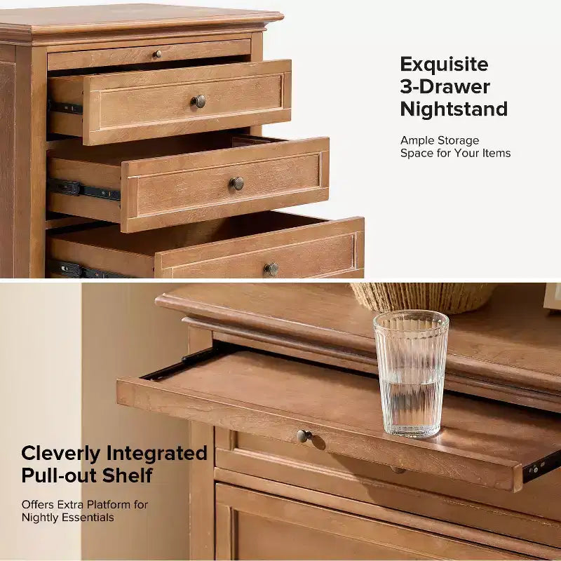 Giorgio 3 - Tavolino con cassetti e prese integrate Set di 2|HULALA HOME