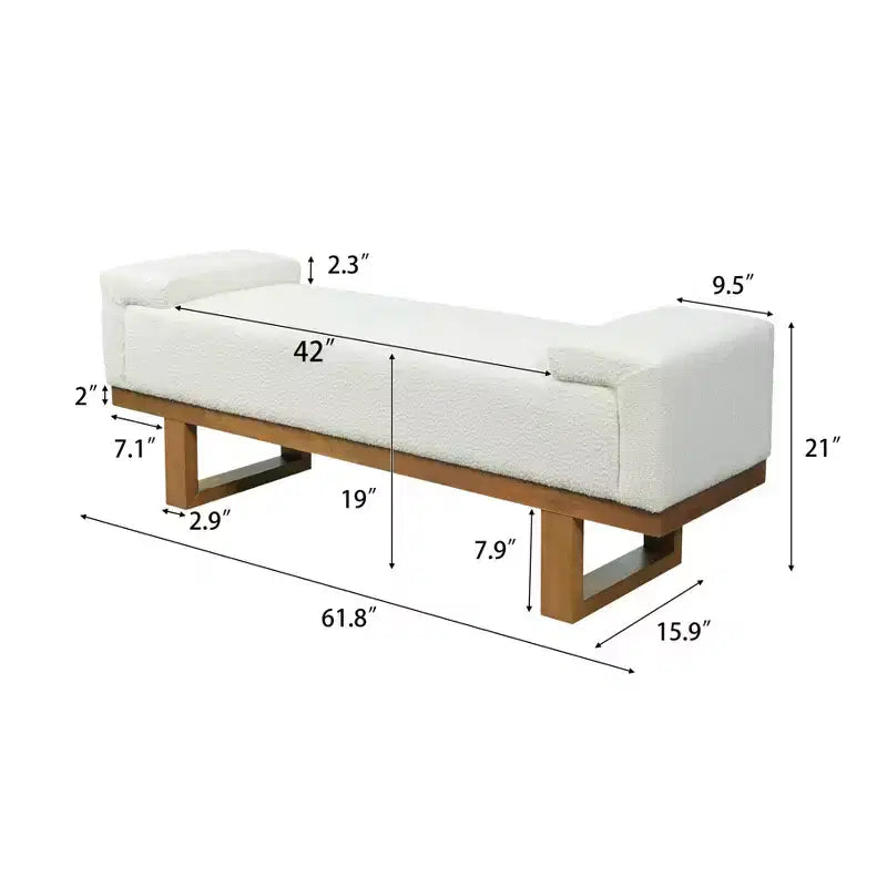 Panca imbottita in boucle Paulina Modern Rubberwood Christopher Knight Home