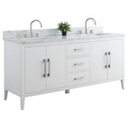 Mobile lavabo doppio Vanity Art 72 per bagno, con top in marmo tecnico