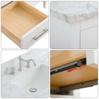 Mobile lavabo doppio Vanity Art 72 per bagno, con top in marmo tecnico
